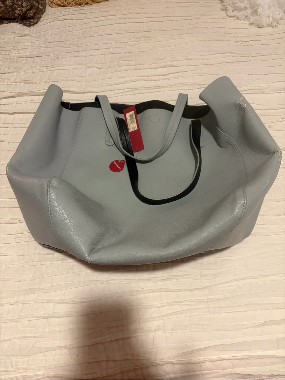 Merona Reversible light grey / black extra large tote bag- NWT